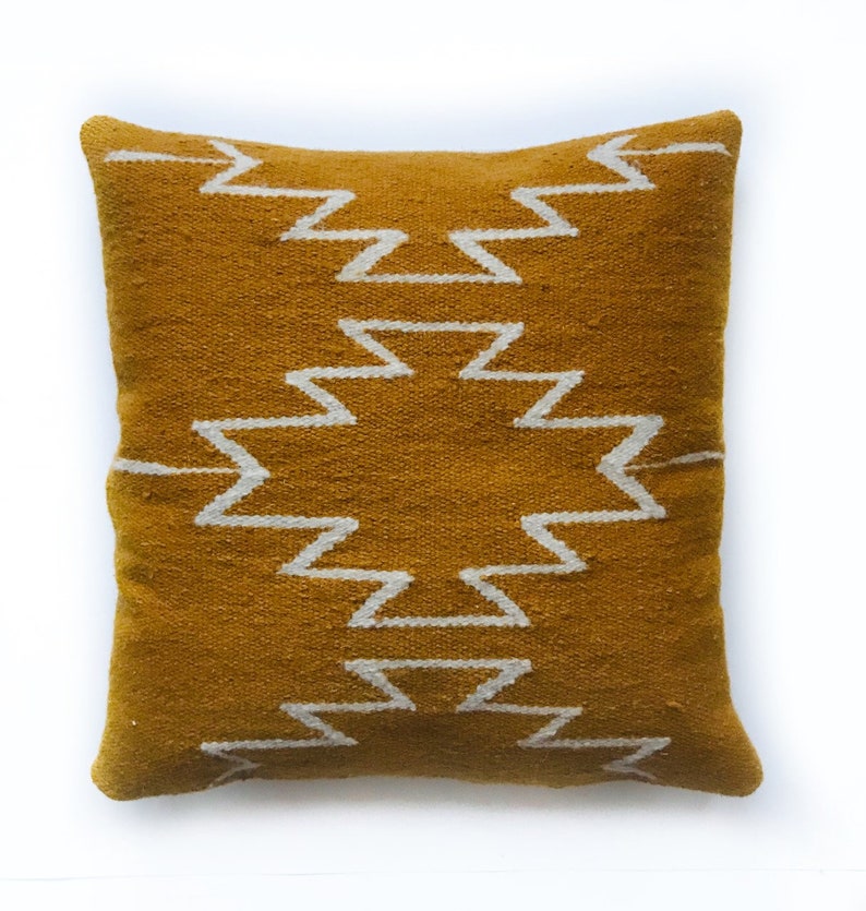 Handwoven Pillow Case Wool Decorative Throw Pillow Mustard Etsy Canada