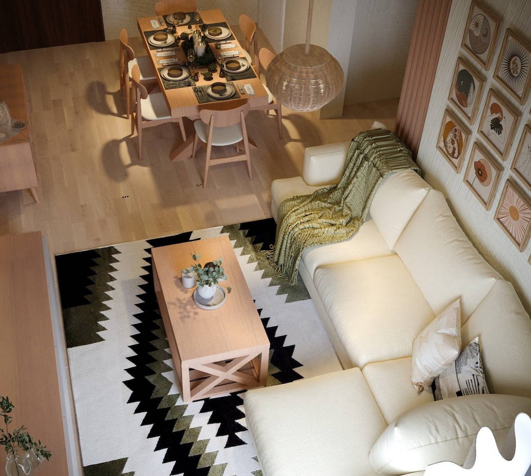Handwoven Area Rug Olive Green & Black Rug, Dining Room Kilim, Boho Rug ...