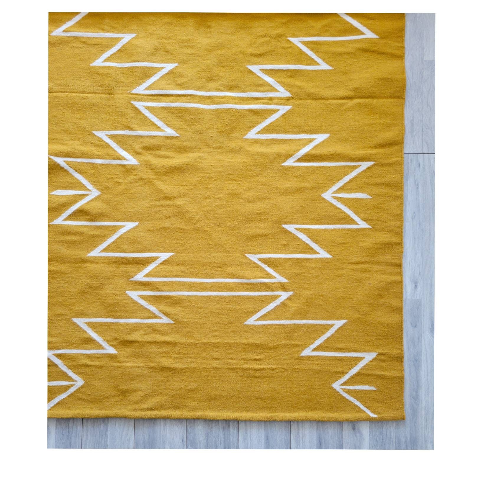 Mustard Area Rug Mustard Yellow Boho Rug Kilim Rug Area Etsy