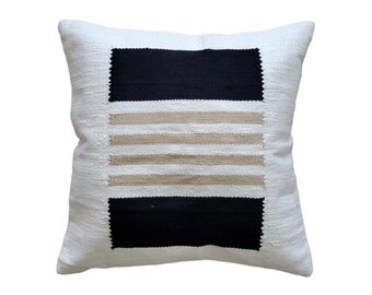 Minimalist Throw Decorative Pillow, Cotton Throw Pillow, Black throw pillow, decorative throw pillow, boho pillow,18X18 20X20 22X22