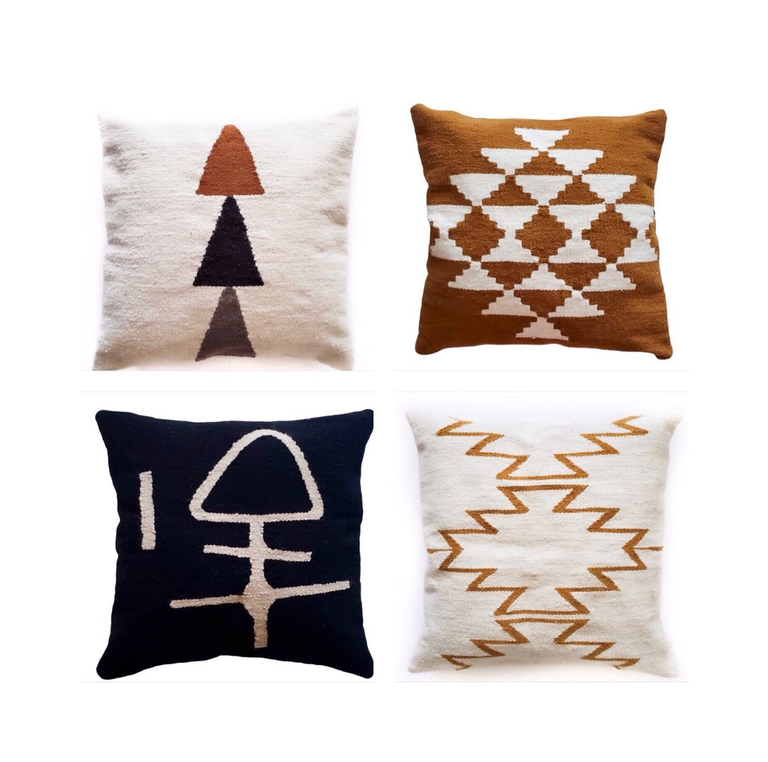 Set of 4 Pillow Covers Handwoven Boho Decorative Throw Pillows Modern Throw Pillow, Boho Pillow