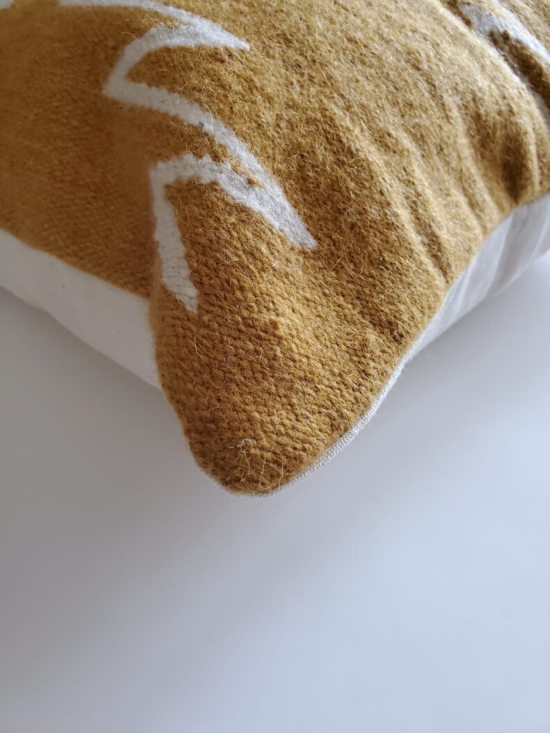 Handwoven Pillow Case Wool Decorative Throw Pillow Mustard Etsy Canada