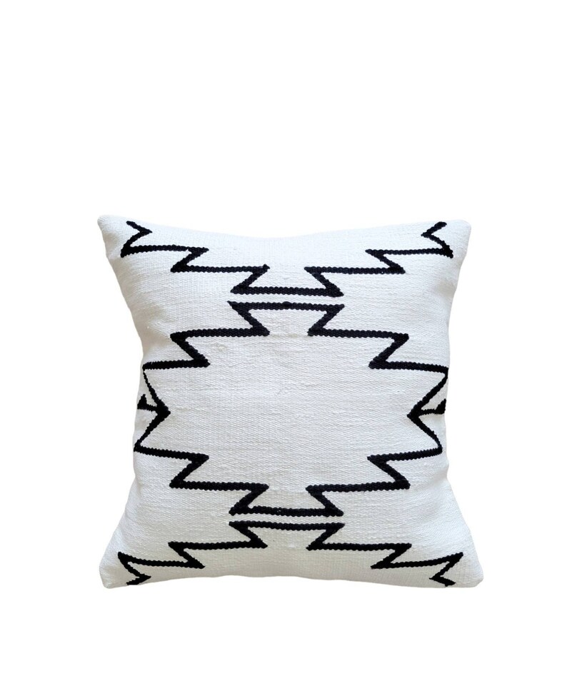 White Cotton Throw Pillow Handwoven Lumbar Pillow Throw Etsy