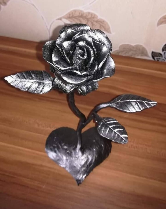 Hand Forged Metal Wrought Iron Roses Flowers Mother's Valentine's