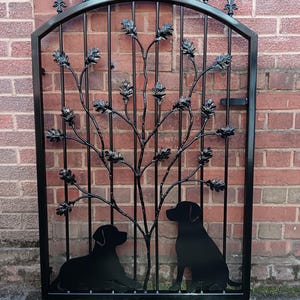 Made To Order Handmade Heavy Duty Wrought Iron Garden Gate Metal Steel Fencing Pedestrian Driveway Georgian Railing Front Gates, Metal dogs