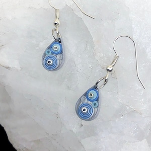 Earrings, Teardrop: Paper, Quilled (curled and Shaped), in Light