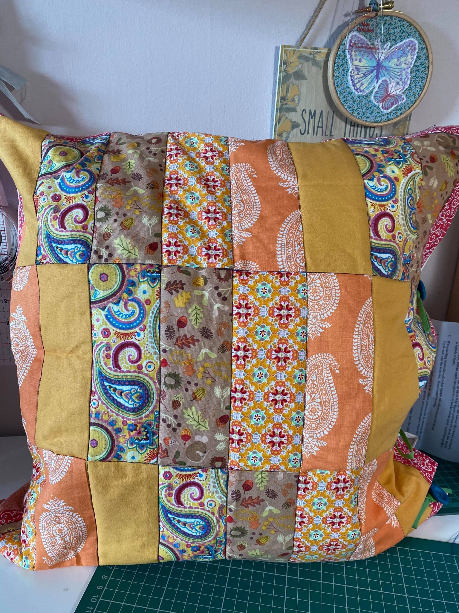 Handmade Patchwork Quilted Cushion Squashy And Bright Send Etsy de