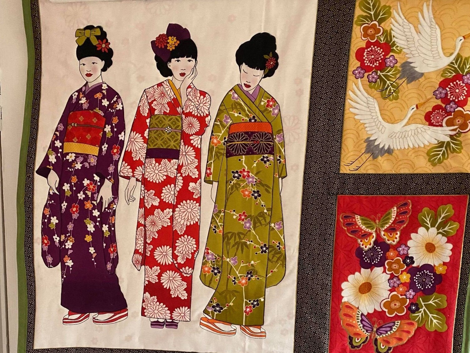 Oriental style hand quilted fabric wall hanging japanese Etsy