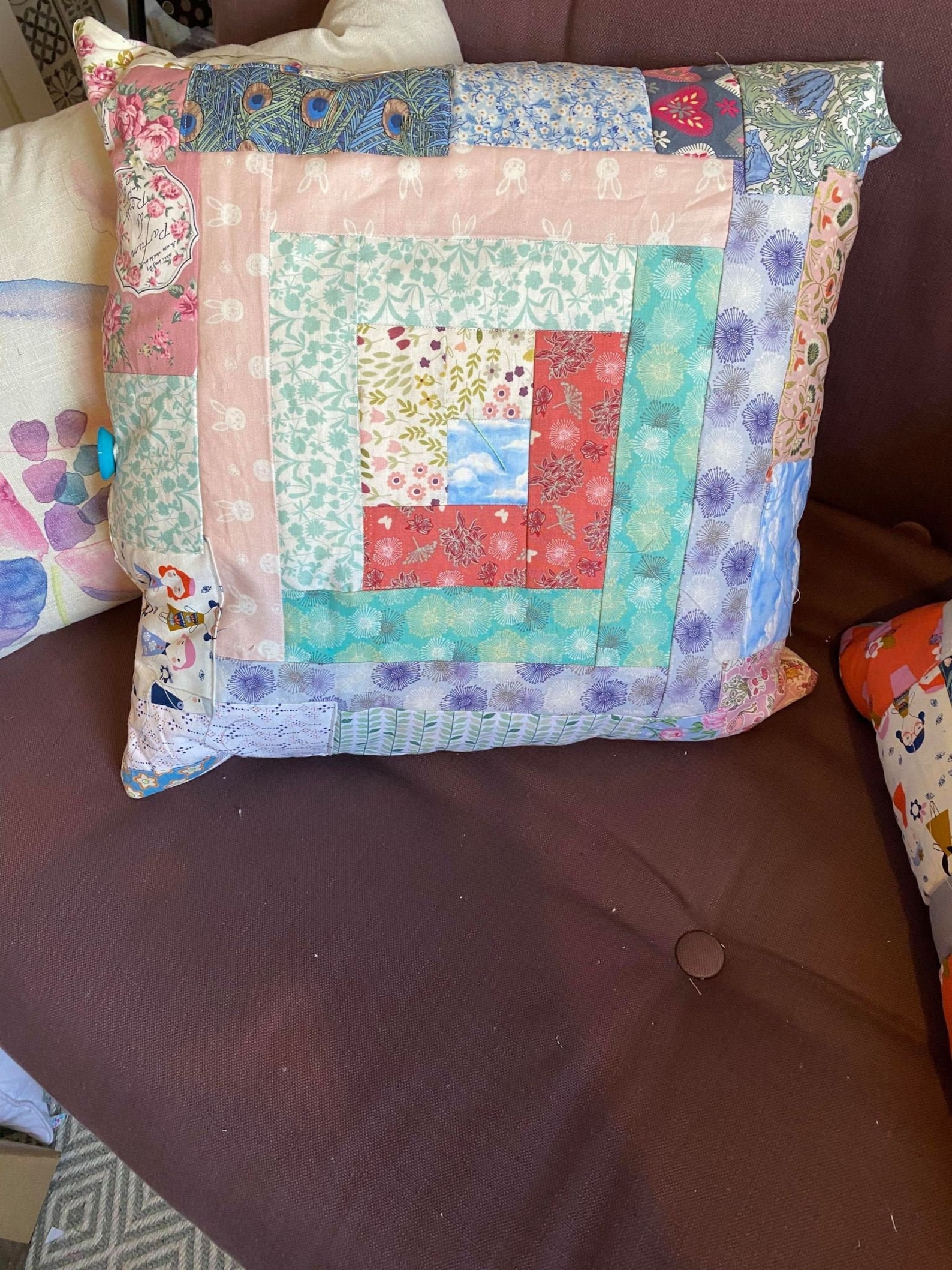Hand made patchwork quilted cushion cover complete with Etsy