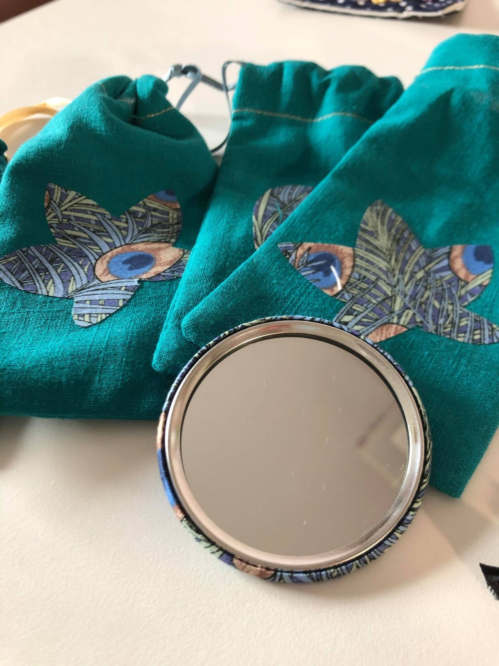 Handmade Pocket/handbag Mirror and Storage Bag One of a Kind Etsy