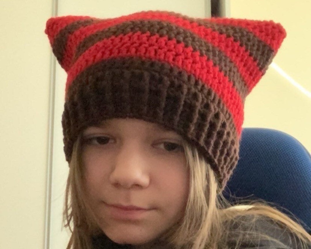 Cat Beanie, Crochet Cat Beanie, Cat Ears, Crochet Hat Brown-red Hat, Black-red, Handmade Beanie, Striped Cat Ear Beanie, Cat Hat - Etsy Canada Cat Beanie, Crochet Cat Beanie, Cat Ears, Crochet Hat Brown-red Hat, Black-red, Handmade Beanie, Striped Cat Ear Beanie, Cat Hat - Etsy Canada