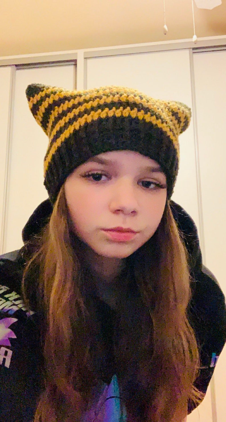 Cat Beanie Crochet Cat Ear Beanie Cat Ears Crochet Square Etsy