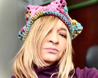 Crochet Star Crown Beanie: Handmade Granny Hexagon Hat 