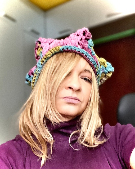Handmade Crochet Slouchy Beanie, Colorful Patchwork Knit Hat Slouchy Patchwork Hat, Crazy Striped Hippie Beanie  main image 2