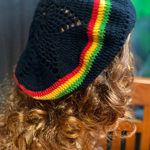 Oversized Rasta Hat, Rasta Beret, Big Rasta Reggae Crochet Handmade