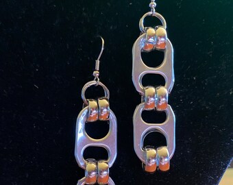 Boucles d'oreilles en comprimés de soda recyclés : bijoux en acier inoxydable faits main