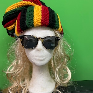 Oversized Rasta hat, rasta beanie, Big Rasta Reggae Crochet Handmade Dreadlock Hat, dreadlock beanie