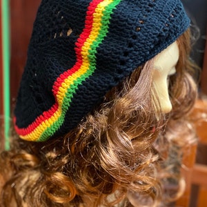 Oversized Rasta hat, rasta beret, Big Rasta Reggae Crochet Handmade Dreadlock Hat, dreadlock beanie, black, red, yellow, green