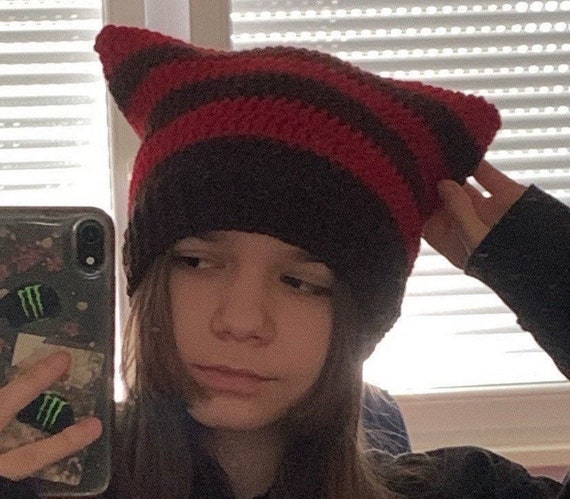 Cat Beanie, Crochet Cat Beanie, Cat Ears, Crochet Hat Brown Cat Beanie, Crochet Cat Beanie, Cat Ears, Crochet Hat Brown