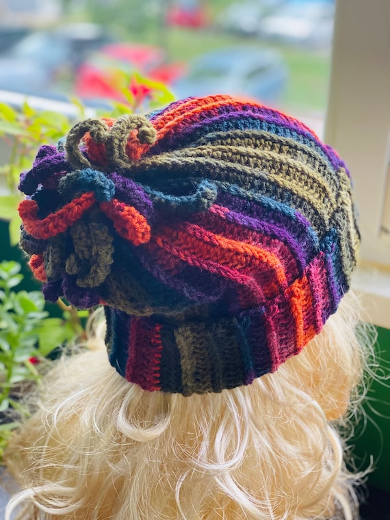 Handmade Crochet Bubble Beanie: Extra Long Colorful Acrylic  display picture 1