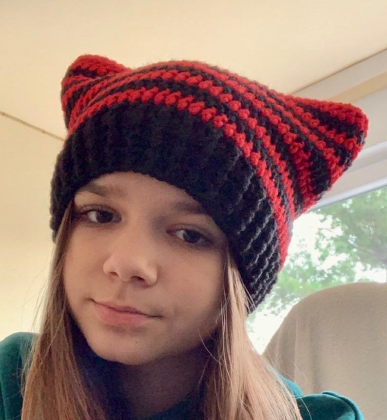 Cat Beanie Crochet Cat Ear Beanie Cat Ears Crochet Square Etsy