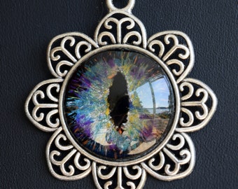 Hand Painted Dragon Eye Pendant On Necklace