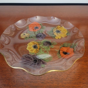 Vintage 1960&#39;s PILKINGTON&#39;s Chance Glass Reverse Hand Painted 8&quot; Plate
