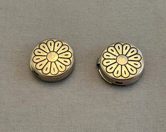 Vintage Sterling Silver Button Cover, Set of 2, Southwestern, Flower design