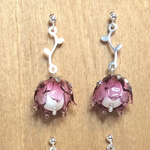 Handmade Lampwork Glass Lily of the Valley Bead Sterling Silver Earrings - 5 Colours to Choose From!