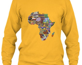 African print Gildan 6.1oz Long Sleeve Tee-Unisex
