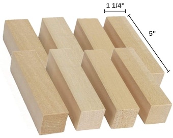 Basswood Blocks for Carving (8 Pieces - 1 1/4" x 1 1/4" x 5") - Wood Carving Kit with Unfinished Whittling Wood Blank Blocks