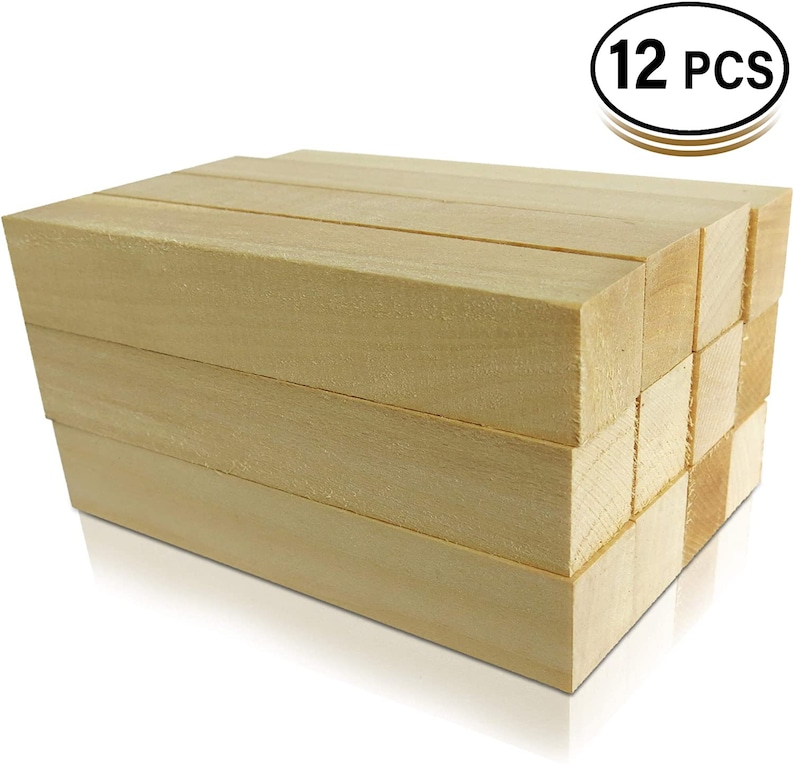 12 Pack Basswood Blocks 6 X 1 X 1 Inches Premium Soft Wood Blocks for