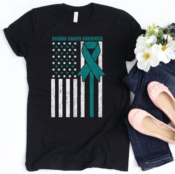 Love Mom Teal Ribbon Ovarian Cancer Awareness Short Sleeves Shirt Unisex Hoodie Sweatshirt For Mens Womens Ladies Kids.