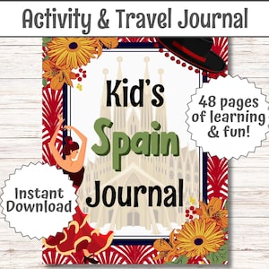 Diario de viaje para niños: España, vacaciones de verano en familia, Madrid, guía de vacaciones, lista de deseos para niños en Barcelona, viaje sorpresa a España, Sevilla (PDF)