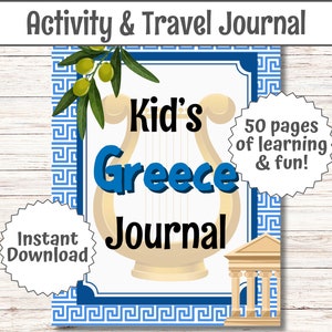 Diário de viagem infantil Grécia Férias de verão em família Guia de férias gregas para crianças em Atenas Lista de desejos Viagem a Santorini Mykonos Memória PDF