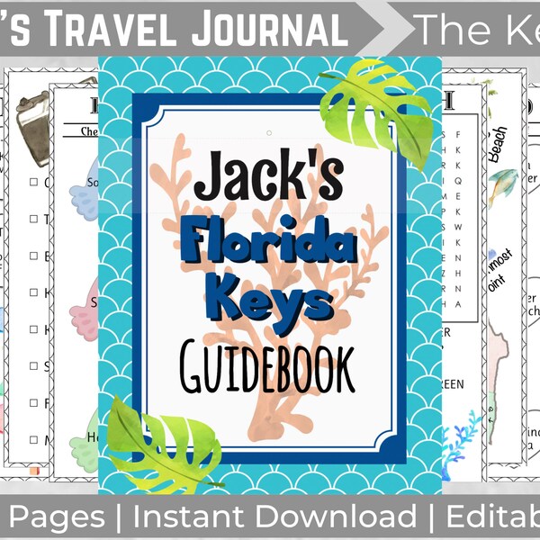 Kid's Florida Keys Travel Journal - Key West Travel Book - Children Keys Scrapbook - South FL Vacation - South Florida Bucketlist