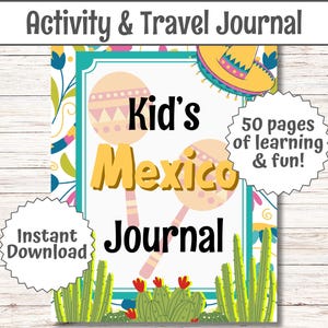 Diario de viaje para niños: México, vacaciones de verano en familia, Cancún, guía de viaje para niños en Cozumel, lista de deseos, Riviera Maya, vacaciones en Tulum (PDF)