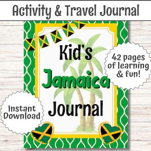 Diario de viaje infantil a Jamaica para vacaciones familiares de verano en Jamaica Lista de deseos para niños Viaje a Jamrock Página para colorear del Caribe Viajes