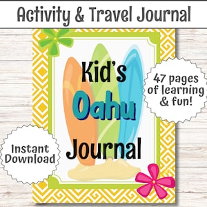 Kinder Reisetagebuch Oahu Familien Sommer Urlaub Hawaii Urlaub Reiseführer für Kinder in HI Bucketlist Hawaii Überraschung Reise Waikiki Erinnerung PDF
