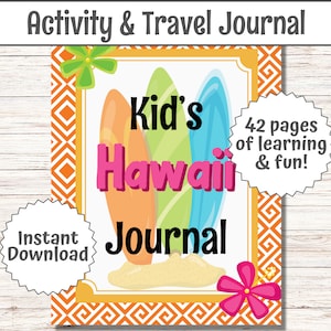 Diario de viaje para niños en Hawái: vacaciones de verano en familia, guía de viaje a Hawái para niños en Hawái, lista de deseos, vacaciones en Maui, Oahu, descarga instantánea