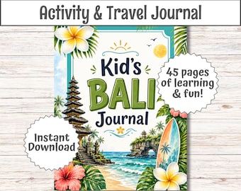 Kids Bali Travel Journal | Travel Activity Book Kids | Bali Trip Activities | Family Vacation Kids | Screen Free Travel