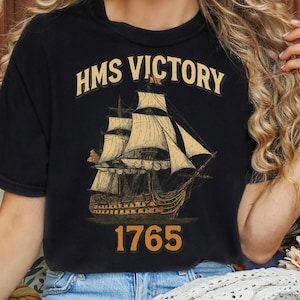 Vintage HMS Victory 1765 T-Shirt for Ship Lovers, Naval History Graphic Tee, Retro Maritime Heritage Gift, Unique Historic Vessel Shirt T277