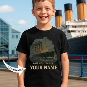 RMS Aquitania T Shirt -  Unique Titanic Gift, Personalized Nautical Shirt, Custom Name Shirt, Classic Ocean Liner Gift, T059