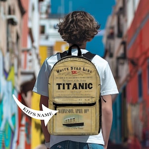 Sac à dos Titanic pour garçons pour l'école, sac à dos pour enfants, cadeau pour amateur d'histoire, sac à dos pour garçon White Star Line, T022