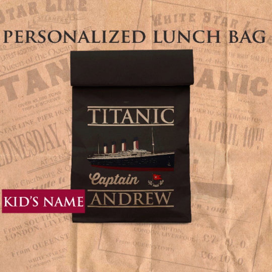 Titanic Personalized Lunch Bag for Kid's, Reusable White Star Line ...