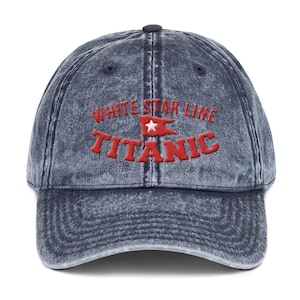 R.M.S Titanic dad hat, white star line embroidery font, Titanic teen boy gift