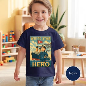 White Star Hero Kids T-Shirt • Captain Titanic Fan Shirt Boys & Girls • Vintage Ocean Liner Tee • Inspirational Nautical Gift, T092