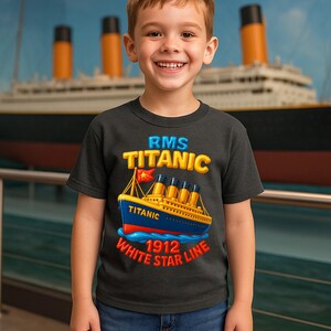 Titanic Kids T Shirt – RMS Titanic 1912 British Liner Tee for Curious Kids | Tagless Cotton T-Shirt – Unique Birthday or School Gift T270