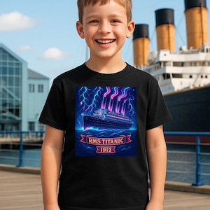 RMS Titanic Kids Shirt – Personalized 1912 Ocean Liner Tee for Kids, Custom Toddler Cruise Gift, Nautical Birthday Shirt with Name T174