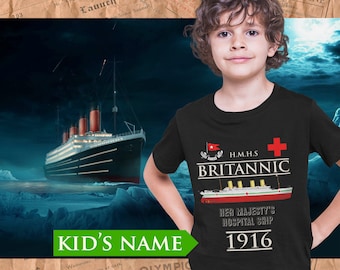 H.M.H.S Britannic custom name shirt, handmade t shirt - personalizer reusable Britannic gift for boy 6 8 years old